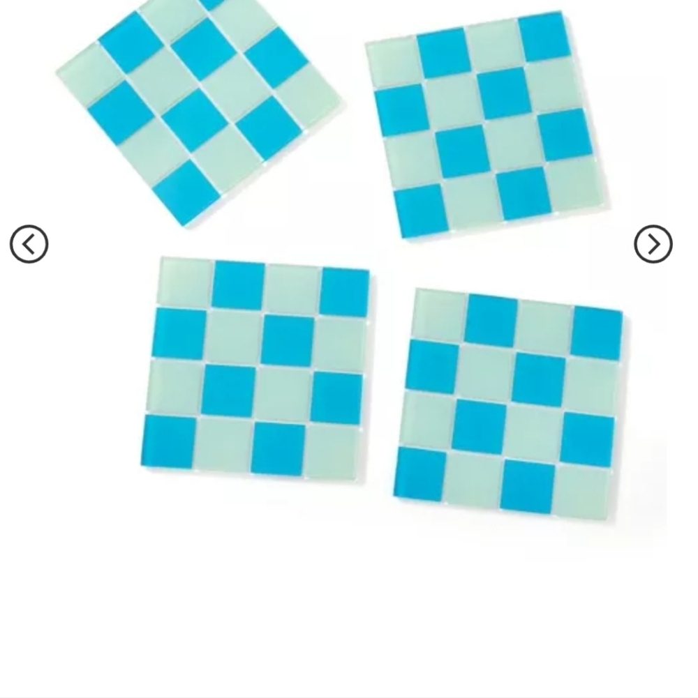 Blue & Green Glass Mosaic Tiles Coasters Set Of 4